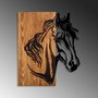 Wallity Horse 1 - Escultura de pared de madera y metal en nogal y negro